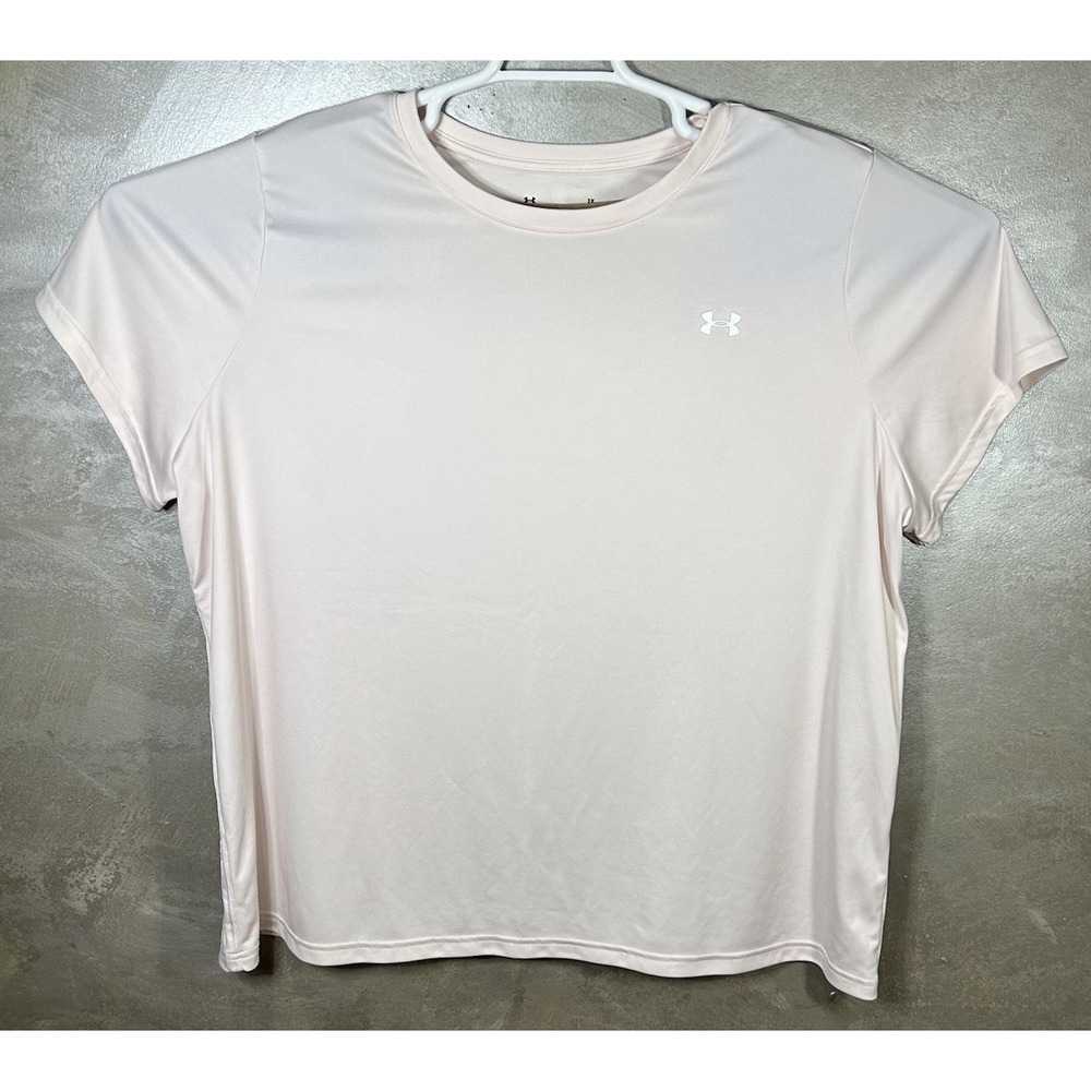 Under Armour Women's Light Pink‎ HeatGear V-Neck T-Shirt Short Sleeve Size 3XL
